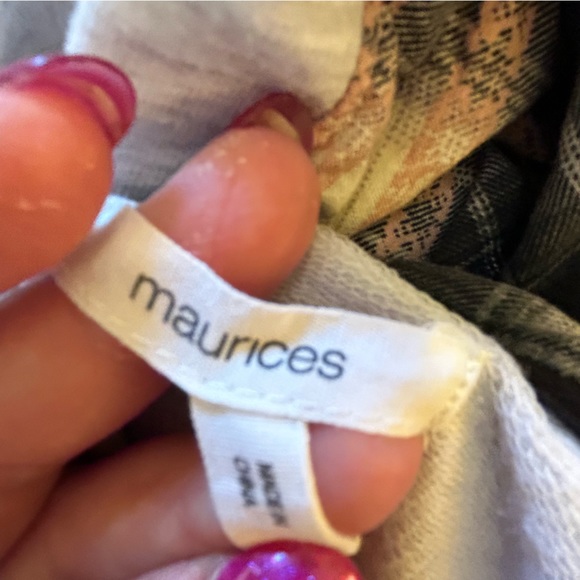 Maurices gray hoodie side zips checked hood lining Size L - Picture 3 of 8